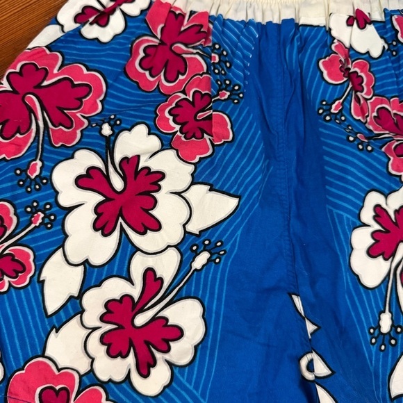 Hawaiian Print Surf Shorts Electric Blue Pink - Picture 6 of 7